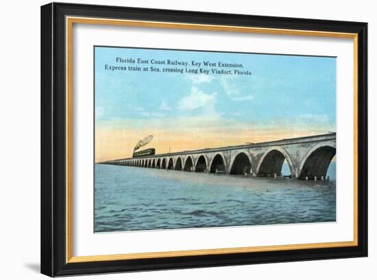 Florida - View of the Key West Extention of the FL East Coast Railroad-Lantern Press-Framed Art Print
