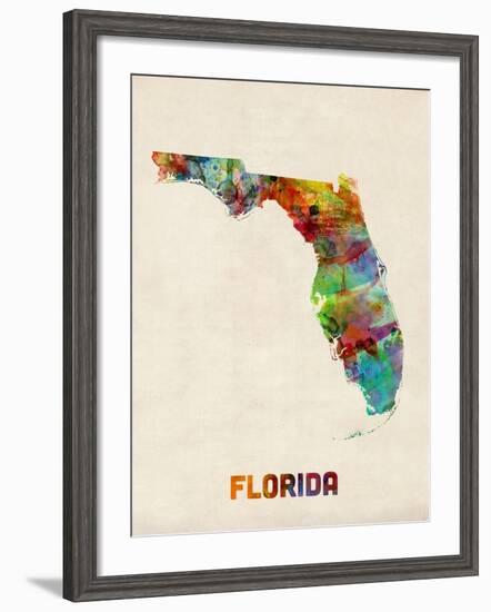 Florida Watercolor Map-Michael Tompsett-Framed Art Print