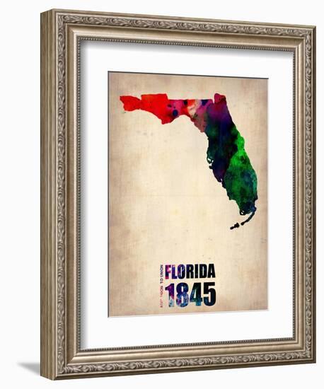 Florida Watercolor Map-NaxArt-Framed Art Print