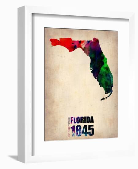 Florida Watercolor Map-NaxArt-Framed Art Print