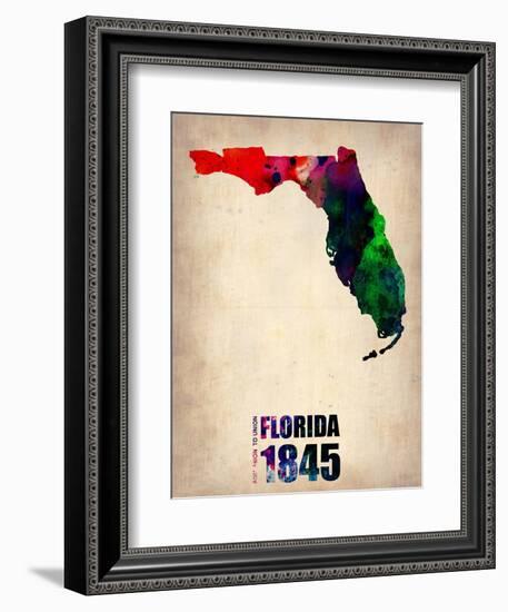 Florida Watercolor Map-NaxArt-Framed Art Print