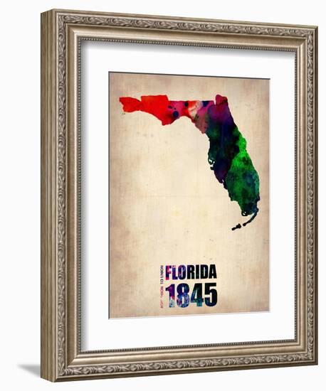 Florida Watercolor Map-NaxArt-Framed Art Print