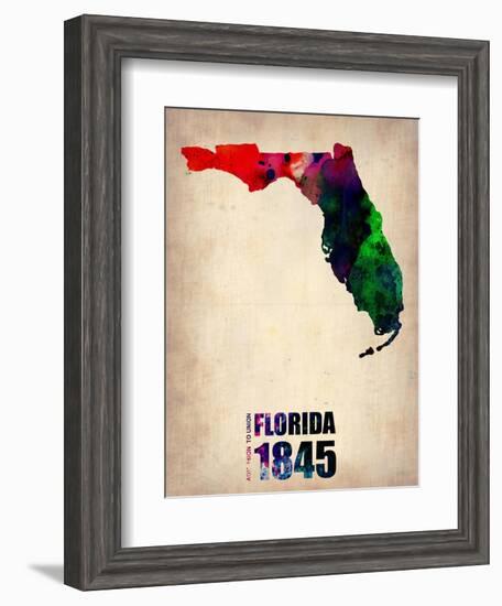 Florida Watercolor Map-NaxArt-Framed Art Print