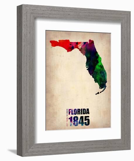 Florida Watercolor Map-NaxArt-Framed Art Print