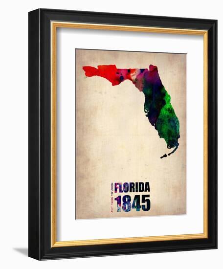 Florida Watercolor Map-NaxArt-Framed Art Print