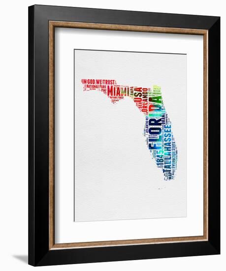 Florida Watercolor Word Cloud-NaxArt-Framed Art Print