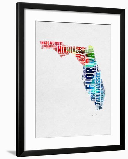 Florida Watercolor Word Cloud-NaxArt-Framed Art Print