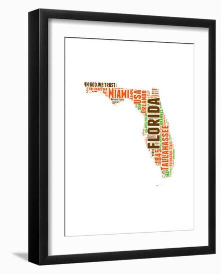 Florida Word Cloud Map-NaxArt-Framed Art Print