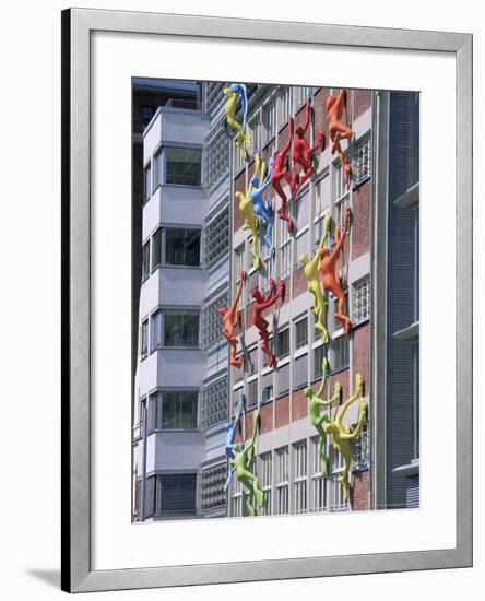 Flossies Figures Covering a Building Facade at the Medienhafen, Dusseldorf, North Rhine Westphalia-Yadid Levy-Framed Photographic Print