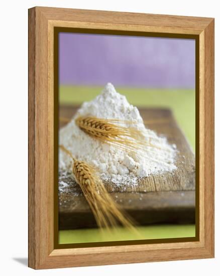 Flour and Wheat on Cutting Board-Leigh Beisch-Framed Premier Image Canvas