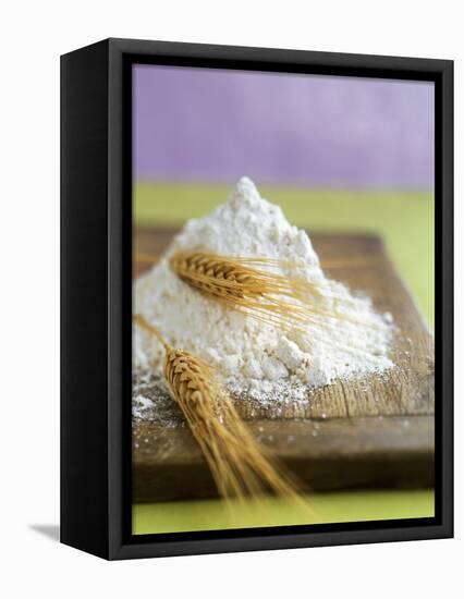 Flour and Wheat on Cutting Board-Leigh Beisch-Framed Premier Image Canvas