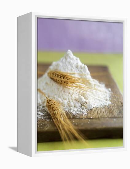 Flour and Wheat on Cutting Board-Leigh Beisch-Framed Premier Image Canvas