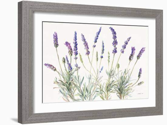 Floursack Lavender V on Linen-Danhui Nai-Framed Art Print