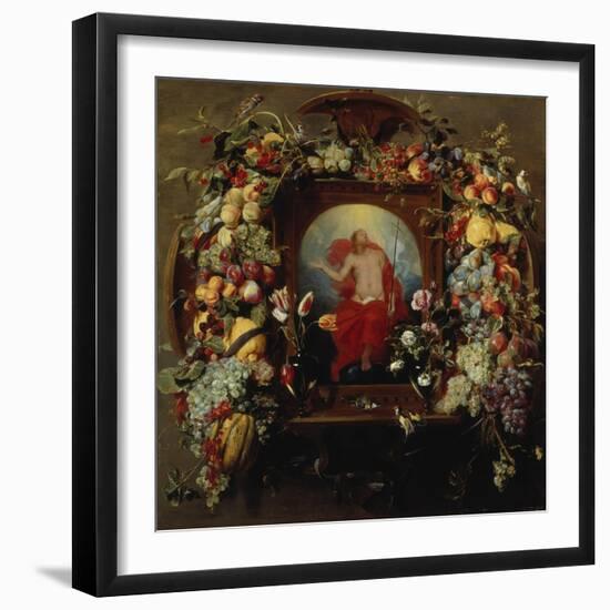 Flower and Fruit Garlands and the Ascension, 1630-40-Frans Snyders-Framed Giclee Print