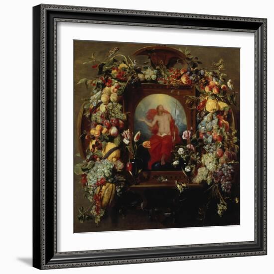 Flower and Fruit Garlands and the Ascension, 1630-40-Frans Snyders-Framed Giclee Print