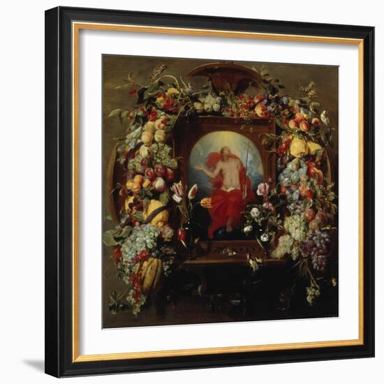 Flower and Fruit Garlands and the Ascension, 1630-40-Frans Snyders-Framed Giclee Print