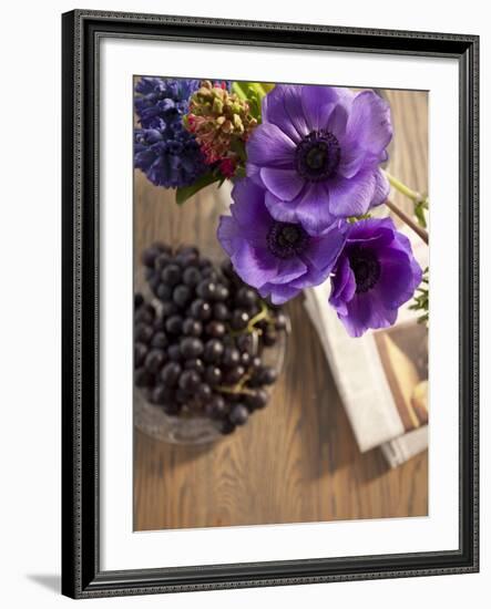 Flower, Anemone, Blossom, Grapes, Newspaper-Nikky Maier-Framed Photographic Print