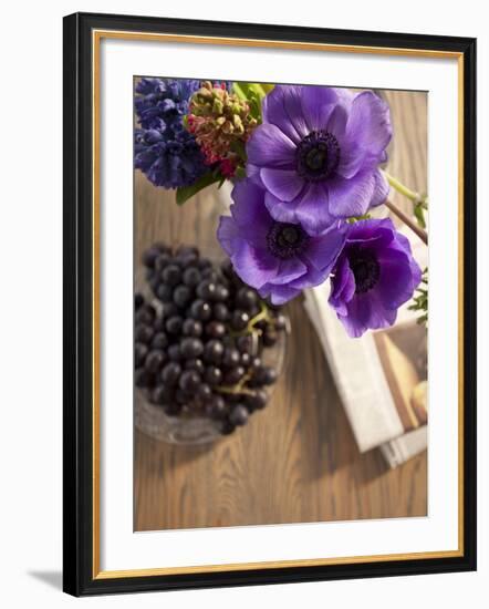 Flower, Anemone, Blossom, Grapes, Newspaper-Nikky Maier-Framed Photographic Print