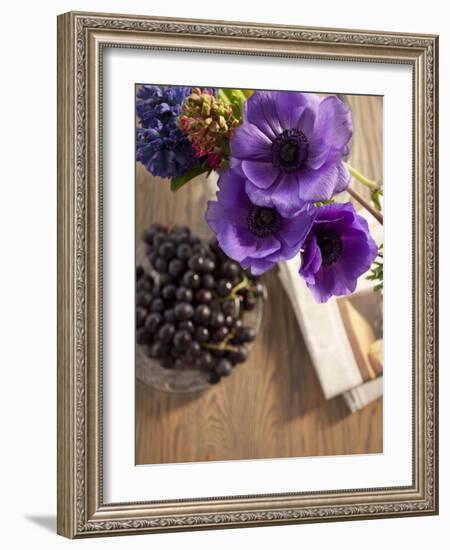 Flower, Anemone, Blossom, Grapes, Newspaper-Nikky Maier-Framed Photographic Print