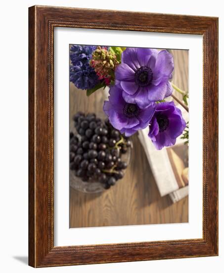 Flower, Anemone, Blossom, Grapes, Newspaper-Nikky Maier-Framed Photographic Print