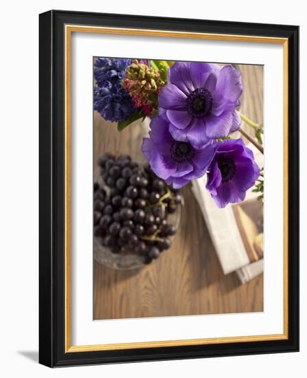 Flower, Anemone, Blossom, Grapes, Newspaper-Nikky Maier-Framed Photographic Print