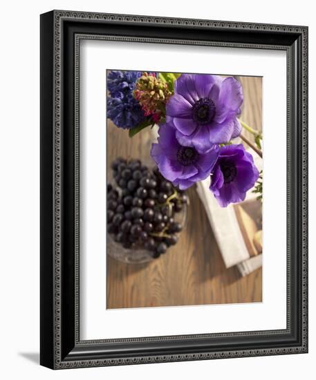 Flower, Anemone, Blossom, Grapes, Newspaper-Nikky Maier-Framed Photographic Print