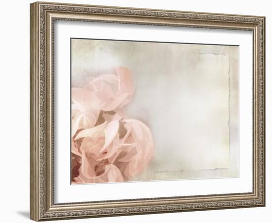 Flower Background in Light Vintage Style on Torn Old Paper Sheet-one AND only-Framed Art Print