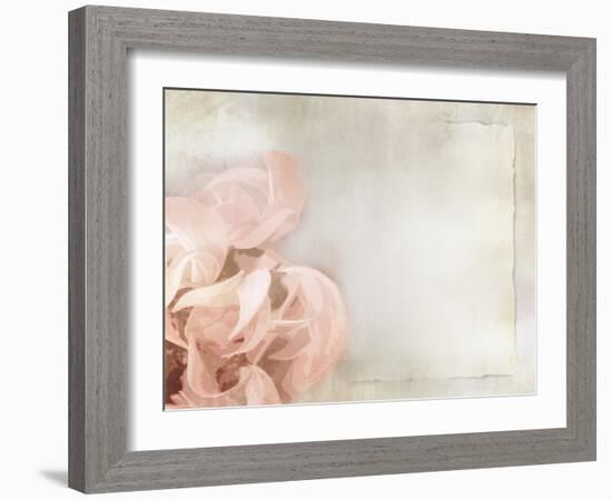 Flower Background in Light Vintage Style on Torn Old Paper Sheet-one AND only-Framed Art Print