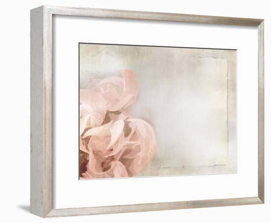 Flower Background in Light Vintage Style on Torn Old Paper Sheet-one AND only-Framed Art Print