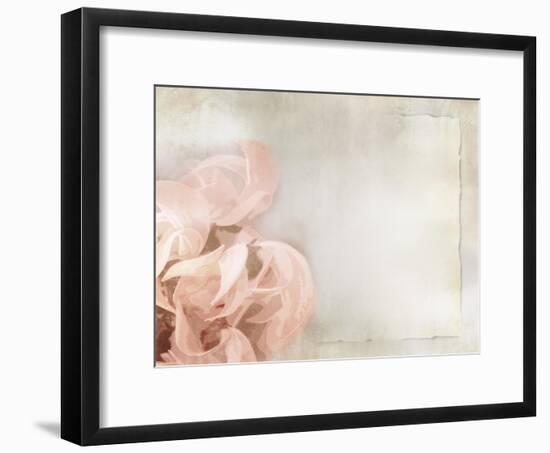 Flower Background in Light Vintage Style on Torn Old Paper Sheet-one AND only-Framed Art Print