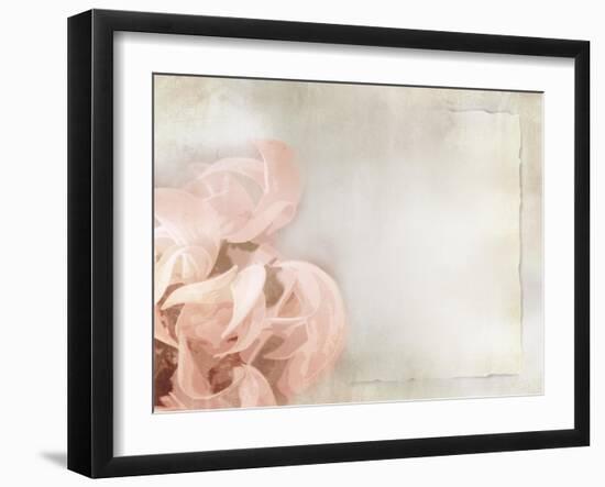 Flower Background in Light Vintage Style on Torn Old Paper Sheet-one AND only-Framed Art Print