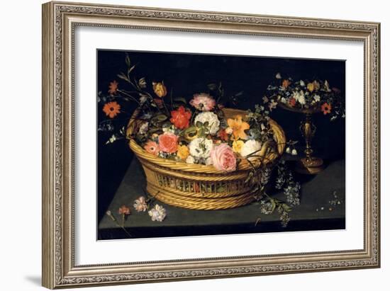 Flower Basket and Goblet in Gilded Silver, Still Life, 17th Century-Jan Bruegel the Younger-Framed Giclee Print