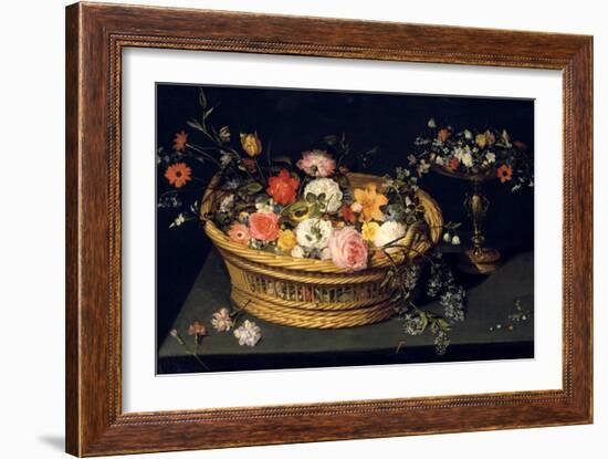 Flower Basket and Goblet in Gilded Silver, Still Life, 17th Century-Jan Bruegel the Younger-Framed Giclee Print