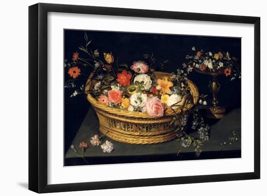 Flower Basket and Goblet in Gilded Silver, Still Life, 17th Century-Jan Bruegel the Younger-Framed Giclee Print