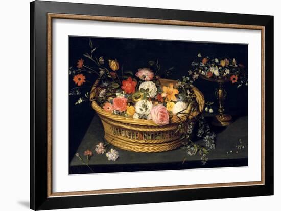 Flower Basket and Goblet in Gilded Silver, Still Life, 17th Century-Jan Bruegel the Younger-Framed Giclee Print