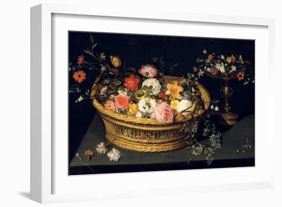 Flower Basket and Goblet in Gilded Silver, Still Life, 17th Century-Jan Bruegel the Younger-Framed Giclee Print