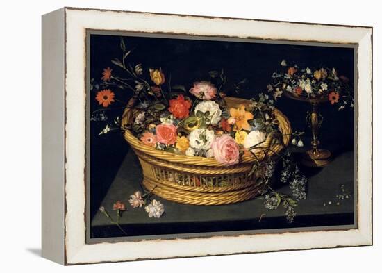 Flower Basket and Goblet in Gilded Silver, Still Life, 17th Century-Jan Bruegel the Younger-Framed Premier Image Canvas