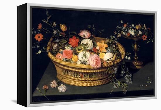 Flower Basket and Goblet in Gilded Silver, Still Life, 17th Century-Jan Bruegel the Younger-Framed Premier Image Canvas