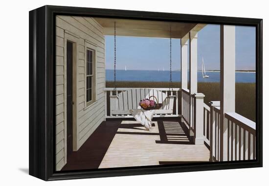 Flower Basket on Swing Chair-Zhen-Huan Lu-Framed Premier Image Canvas