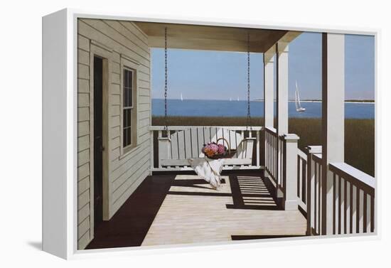 Flower Basket on Swing Chair-Zhen-Huan Lu-Framed Premier Image Canvas