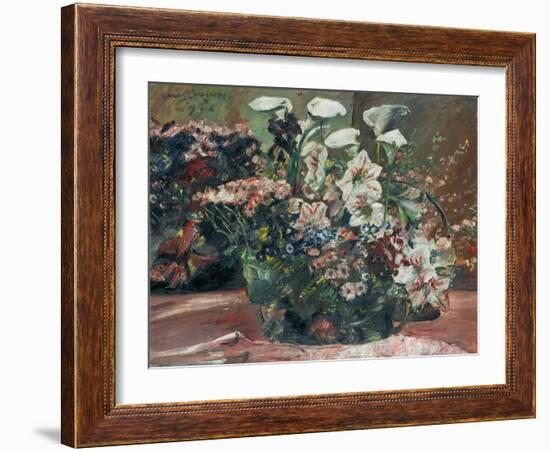 Flower Basket with Amaryllis and Callas, 1918-Lovis Corinth-Framed Giclee Print