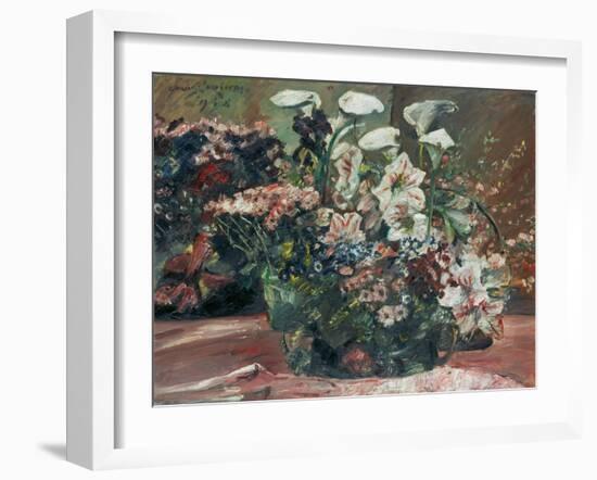 Flower Basket with Amaryllis and Callas, 1918-Lovis Corinth-Framed Giclee Print