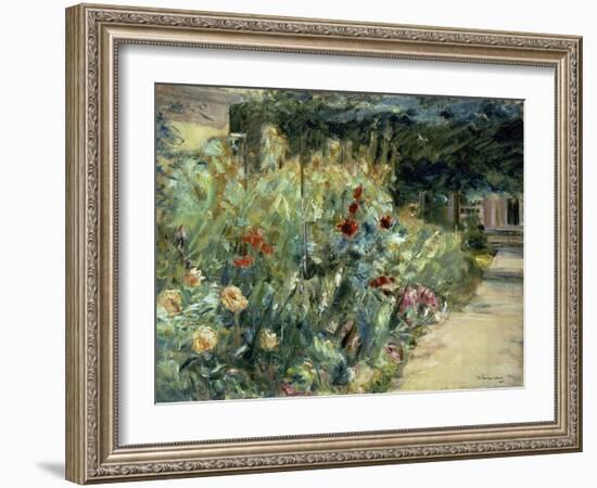 Flower Bed in the Artist's Garden on Lake Wannsee, 1923-Max Liebermann-Framed Giclee Print