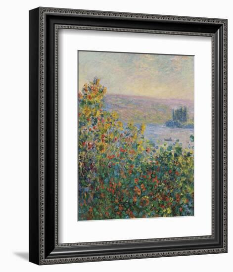 Flower Beds at Vetheuil, 1881-Claude Monet-Framed Giclee Print