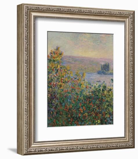 Flower Beds at Vetheuil, 1881-Claude Monet-Framed Art Print