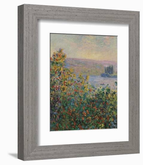 Flower Beds at Vetheuil, 1881-Claude Monet-Framed Art Print