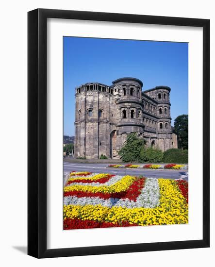 Flower Beds in Front of Porta Nigra in Trier-Richard Klune-Framed Photographic Print