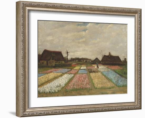 Flower Beds in Holland, by Vincent van Gogh, 1883, Dutch Post-Impressionist painting,-Vincent van Gogh-Framed Art Print