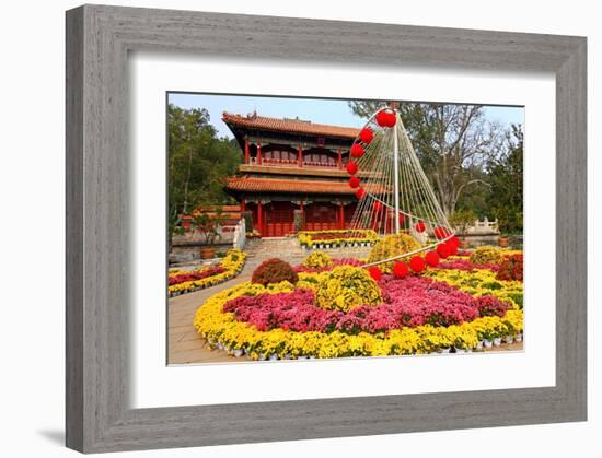 Flower Beds in Jingshan Park, Coal Hill, Beijing, China-null-Framed Art Print