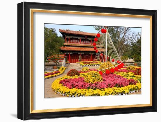 Flower Beds in Jingshan Park, Coal Hill, Beijing, China-null-Framed Art Print